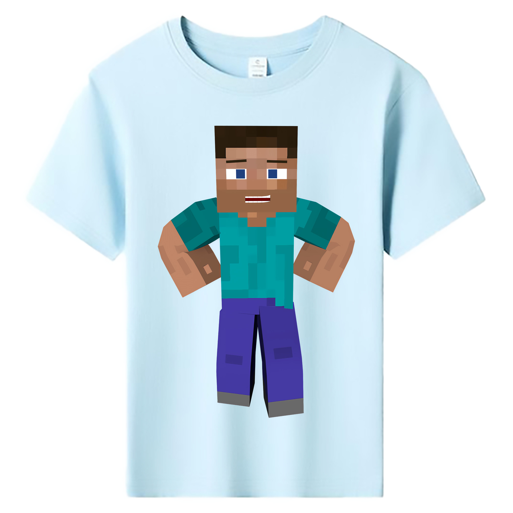 （画像用） マインクラフト ブロックの世界 Minecraft MC Block world 綿100％キッズTシャツ（フロントプリント）